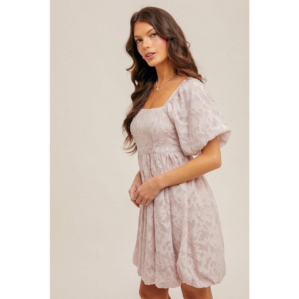 H&T Chiffon Jacquard Print Square Neck Bubble Dress - Picture 2 of 3